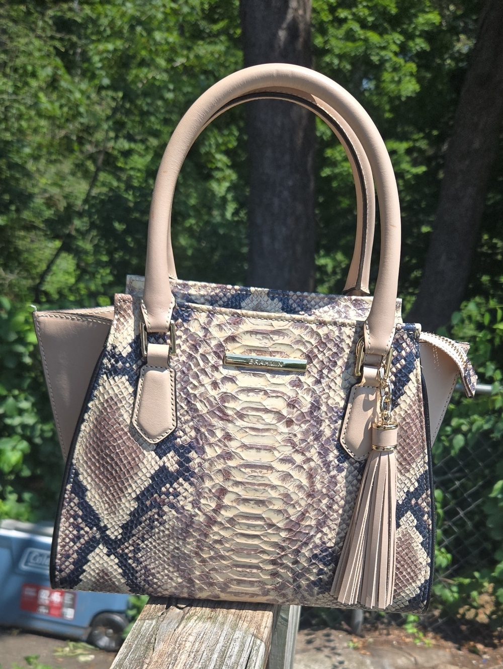 Brahmin Mini Priscilla Latte Ballington Genuine Leather Satchel NWT